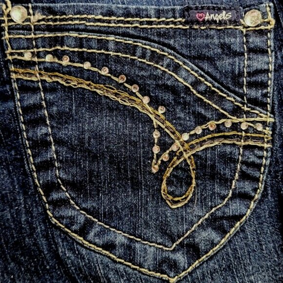 Angels Women's Jeans Size 5 Decorative Stitching Crystal Studs Low Rise - Picture 9 of 13